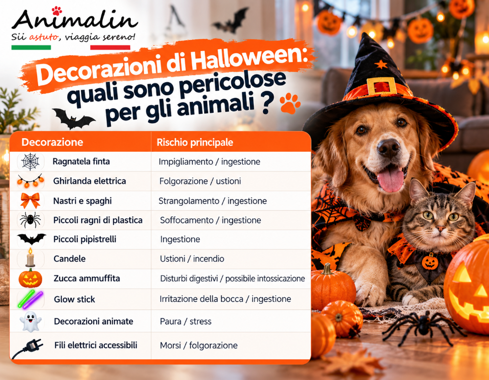 🕸️ Ragnatele, ghirlande, piccole decorazioni: quali sono pericolose per gli animali?