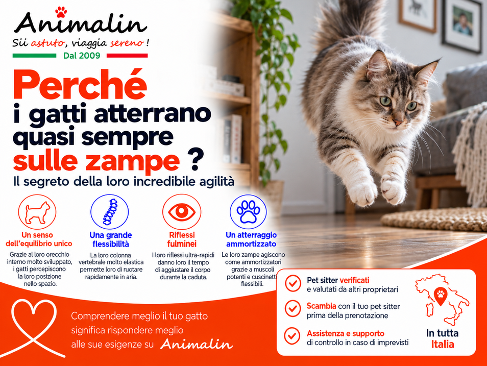 🤔 E perché i gatti atterrano quasi sempre sulle zampe? Il segreto della loro incredibile agilità
